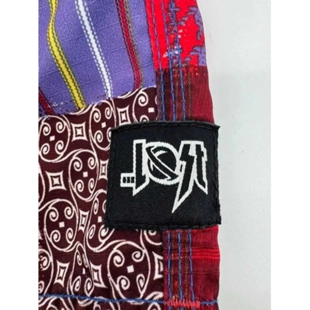 Lost Enterprises Board Shorts‎ Mens 32 Y2K Multicolor Patchwork Graphic Surf